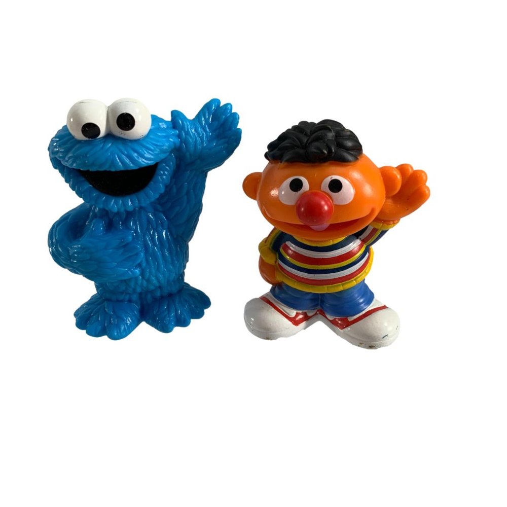 Sesame Street Cookie Monster Ernie Waving PVC Figures 3" Tall 2010 Hasbro